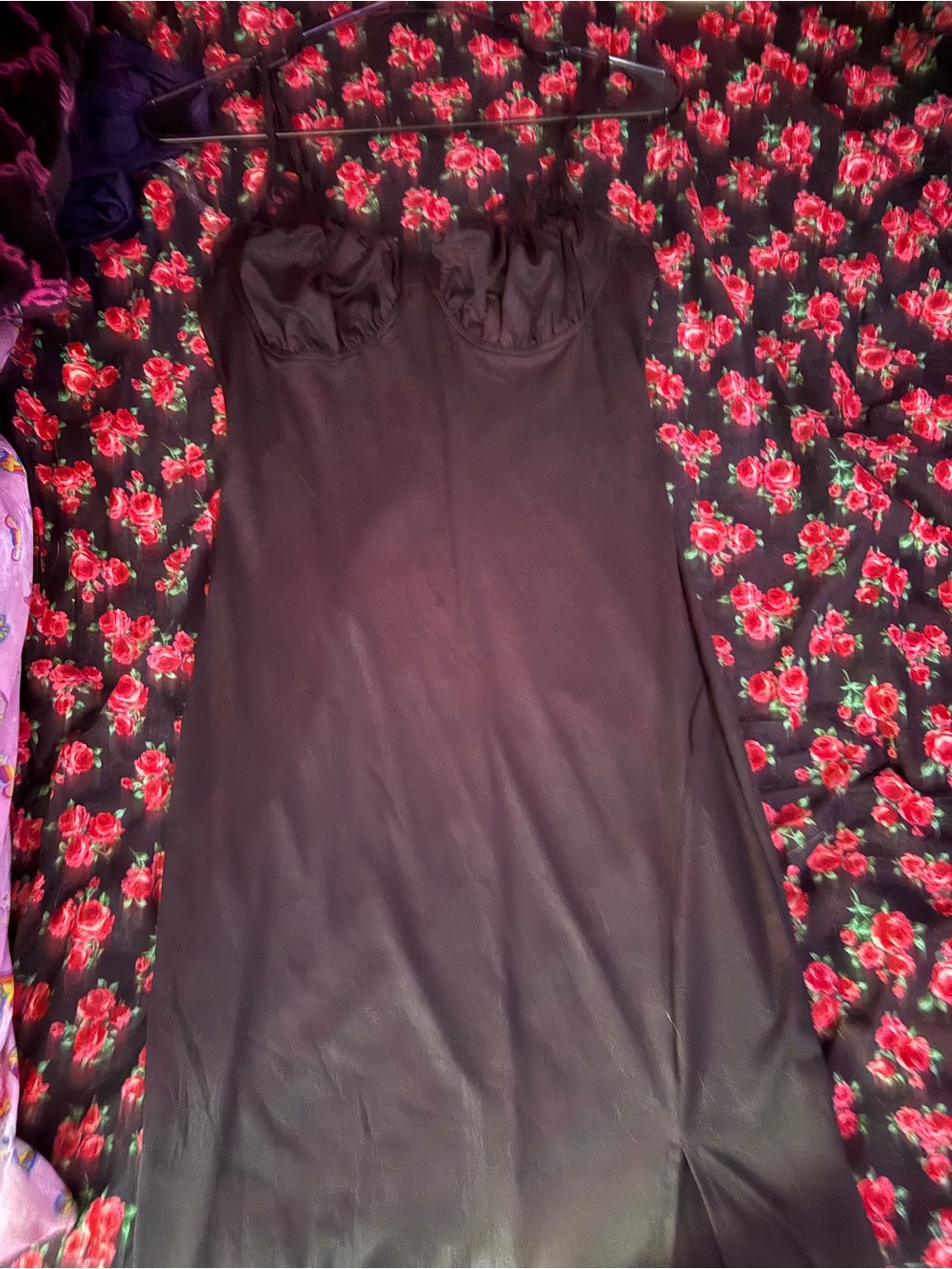 Inspired Hearts Black Satin Slip Camisole Dress